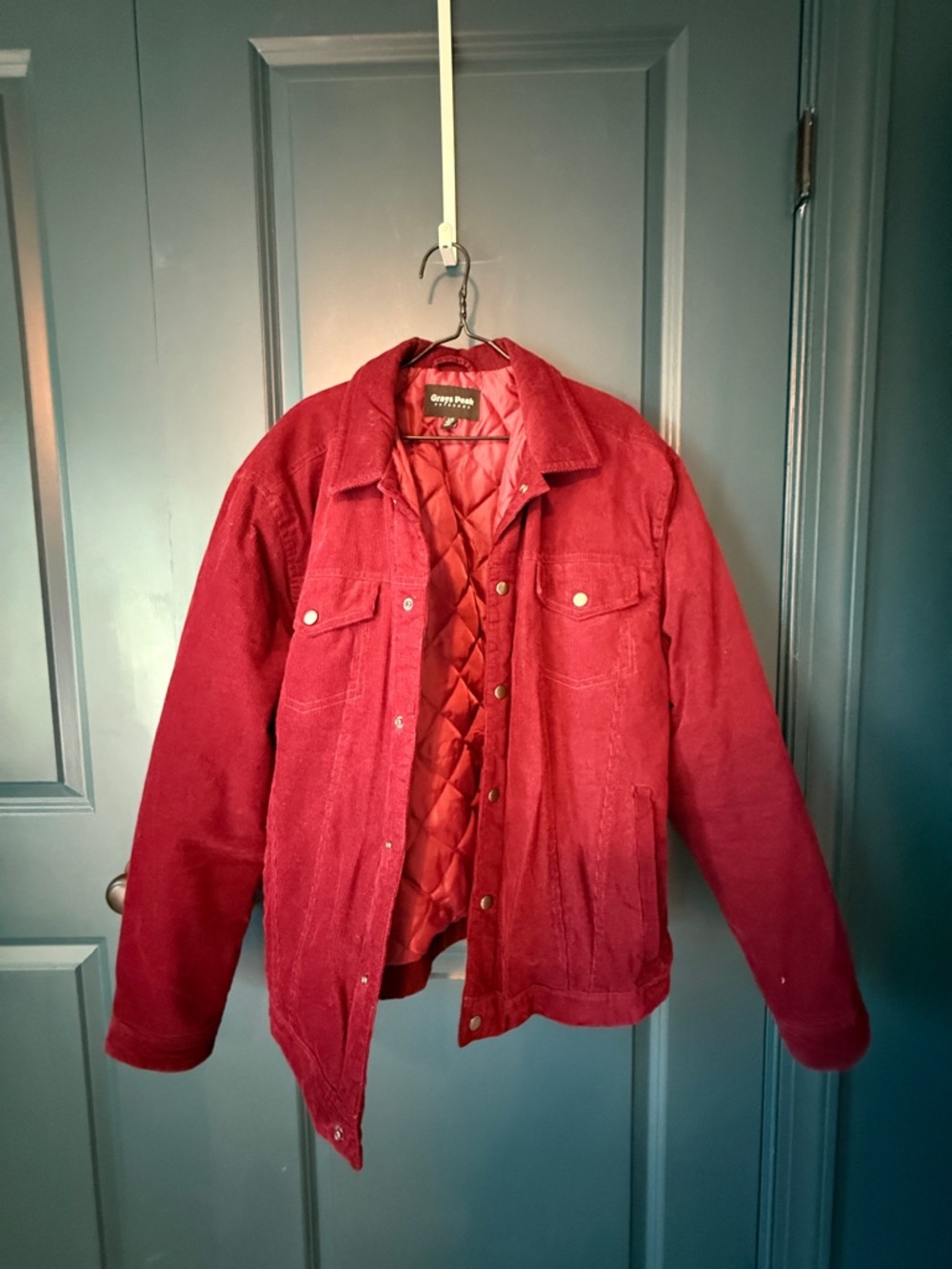Quilted-Lined Corduroy Field Jacket in Red